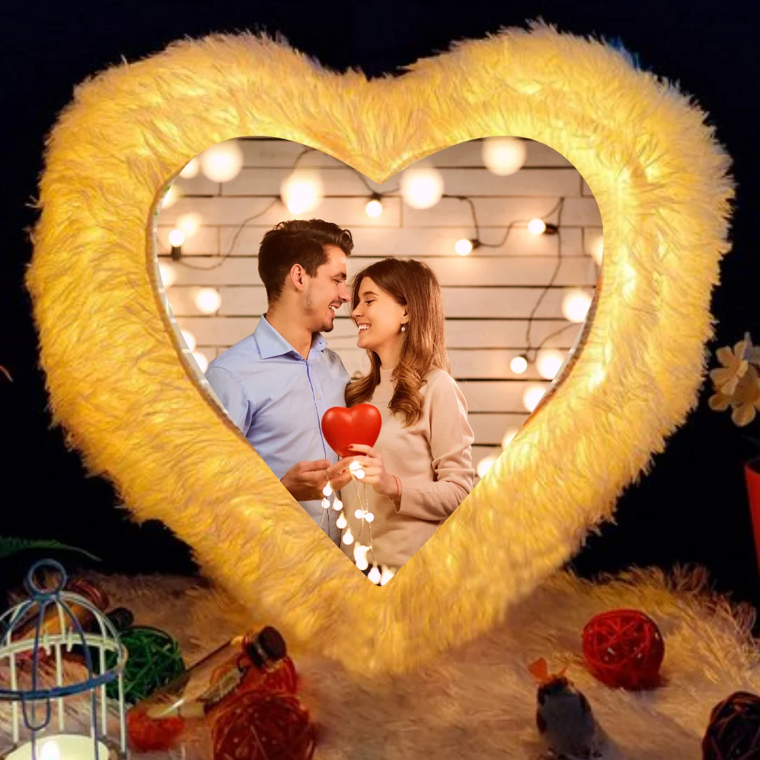 Personalized Heart-Shape Led Photo Cushion